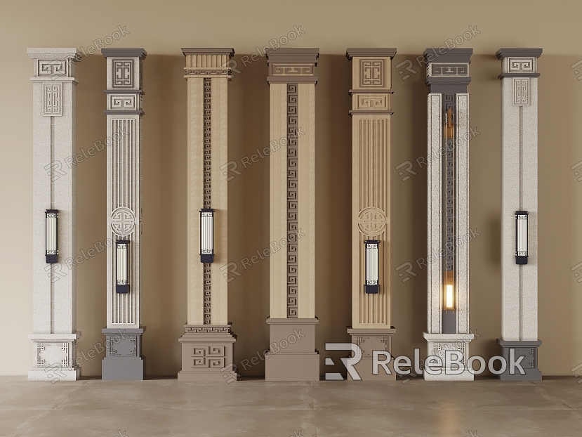 New Chinese Style Column Villa Corner Column model