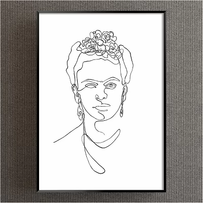 Minimalist Abstract Painting Of Female Portrait With Line Art Floral Headdress Earrings And Necklace 3d model