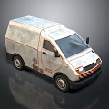 Compact White Box Van With Logo And Stripes On Body Design 3d model