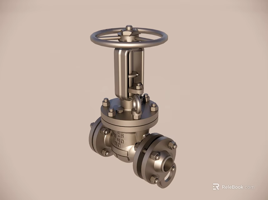 Stainless Steel Industrial Valve With Metal Handwheel And Flange Connections For Pipeline Systems 3d model 