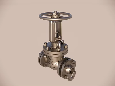 Stainless Steel Industrial Valve With Metal Handwheel And Flange Connections For Pipeline Systems 3d model