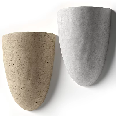 Concrete Wall Sconces in Beige and Gray Curved Design for Modern Wall Decor 3d model