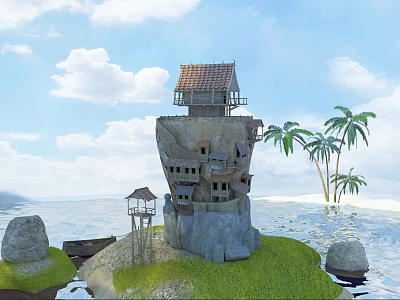 The modern island. 3d model