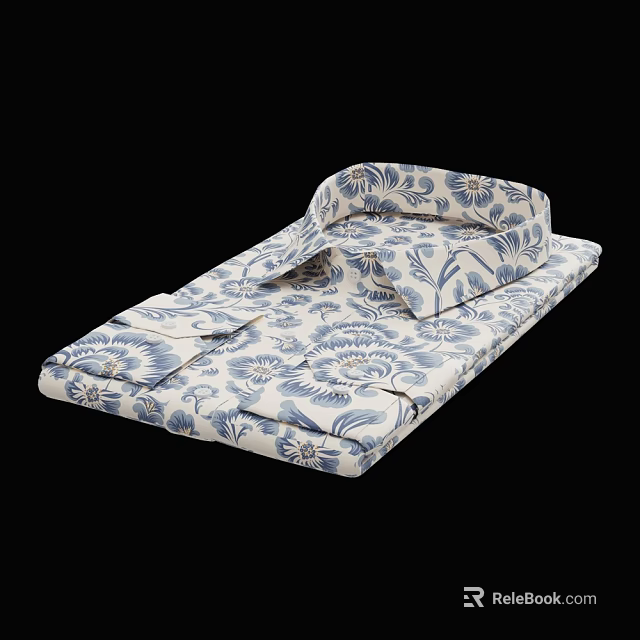 Blue And White Floral Pattern Shirt Fashion Apparel For Men Women 3d model 