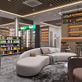 Tobacco and Liquor Store Interior With Coolers Shelves Seating Area And Bar Counter
