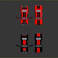 Three Red And Black Toy Cars With Open Hoods Displaying Engine Details