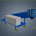 Blue Industrial Conveyor Equipment System With Yellow Wheels White Cargo And Grille Structure