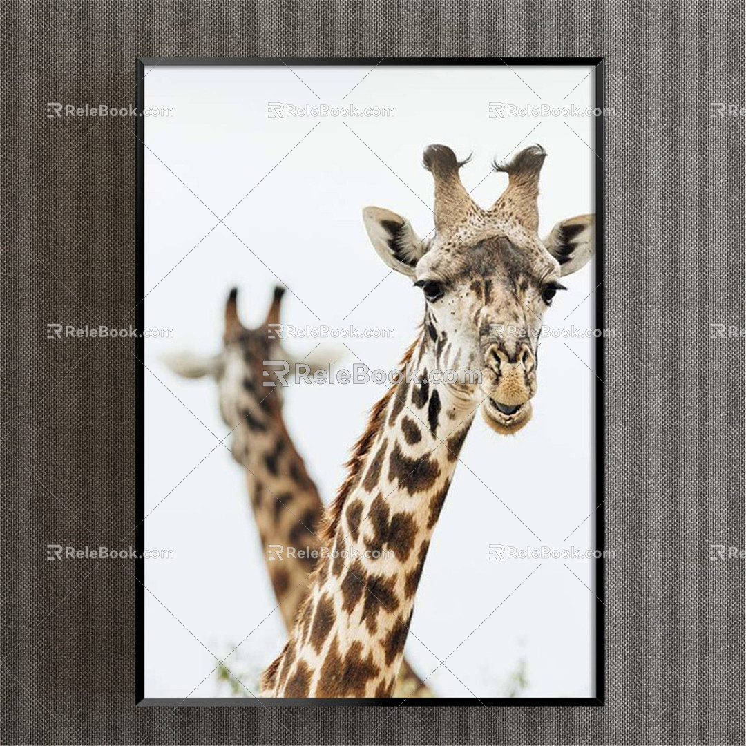 Modern animal painting giraffe decorative painting 3d model