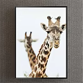 Stunning Giraffe Animal Painting Featuring Two Giraffes in Front and Background Setting