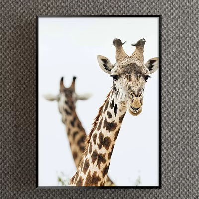 Stunning Giraffe Animal Painting Featuring Two Giraffes in Front and Background Setting 3d model