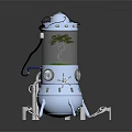 White Transparent Enclosed Device With Small Plant And Metal Support Legs