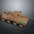 Detailed Brown Green Military Vehicle Model With Antenna Turret And Cannon