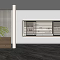 Contemporary Wine Cabinet With Glass Doors LED Lighting And Storage Shelves