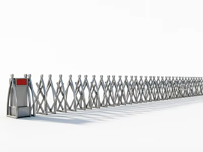 Public Facility Retractable Gate With Metal Structure For Security Access Control 3d model