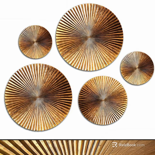 Gold Round Wall Decor With Radiating Design For Modern Home Decoration 3d model