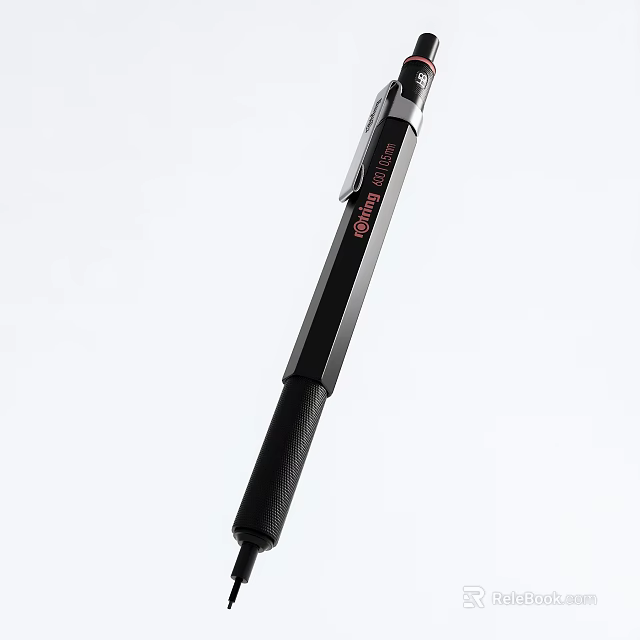 Black Pen With Ergonomic Grip Red Brand Logo And Sleek Metal Body Design 3d model 