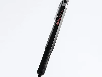 Black Pen With Ergonomic Grip Red Brand Logo And Sleek Metal Body Design 3d model