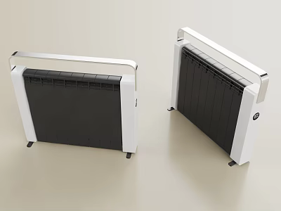 Two Modern Radiators Featuring White Frame Black Panel And Sleek Design For Home Heating 3d model