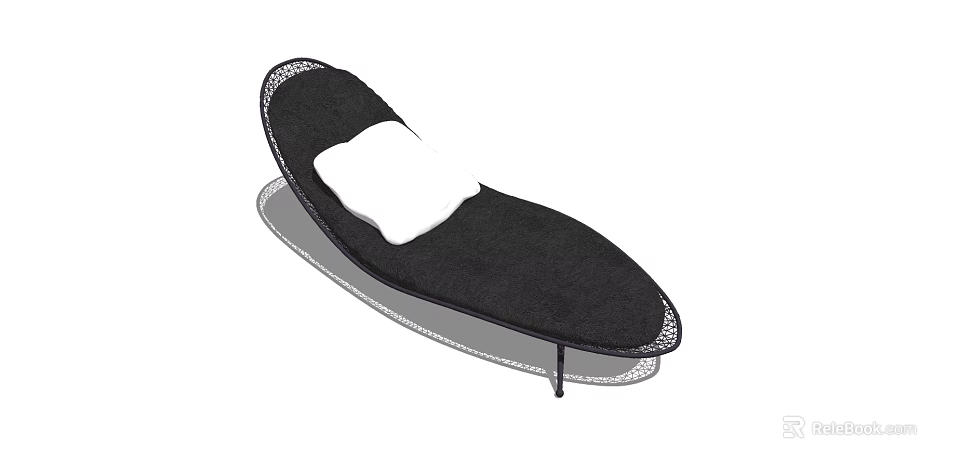 Comfortable Black Bean Bag Chair With White Cushion And Mesh Edge Design 3d model 