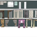 Curtain Samples With Various Fabrics Colors And Patterns For Home Decor 3d model