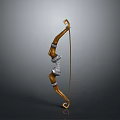 Traditional Decorative Bow With Wooden Curved Structure And Metal Accents