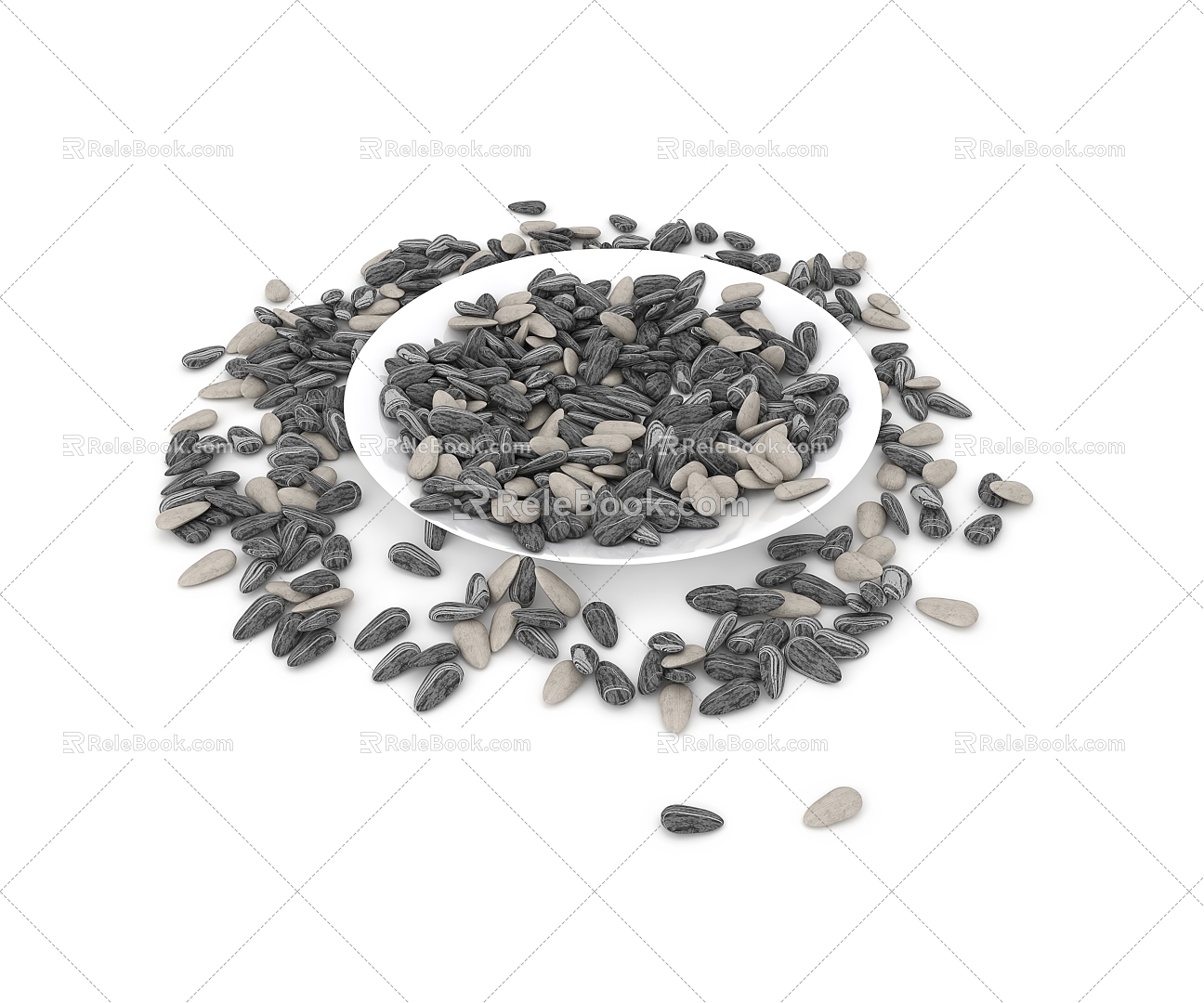 melon seeds a plate of melon seeds snacks dried fruit 3d model