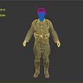 Military Uniformed Character Standing Pose With Green Outfit Black Cap Brown Boots And Gray Background