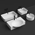 Modern Bathroom Washbasins With Square And Round Shapes And Black Faucets