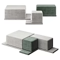 Modular Sofa Stools In Gray And Green Upholstery For Modern Living Spaces