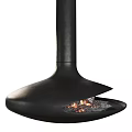 Sleek Modern Black Fireplace Design With Burning Logs And Flames 3d model