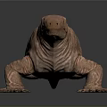 3D Reptile Character With Reddish Brown Wrinkled Textured Skin Standing On Smooth Surface