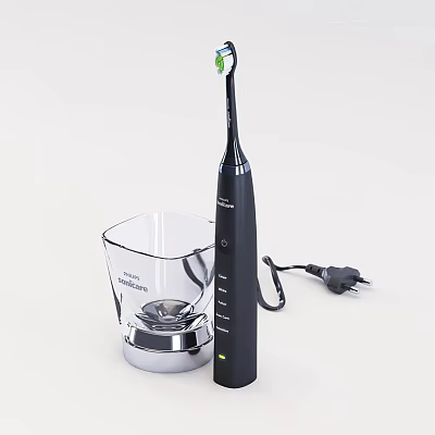 Electric Toothbrush With Transparent Cup And Charging Base For Daily Hygiene Use 3d model