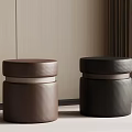 Two Brown And Black Leather Shoe Stools With Modern Design For Indoor Home Decor