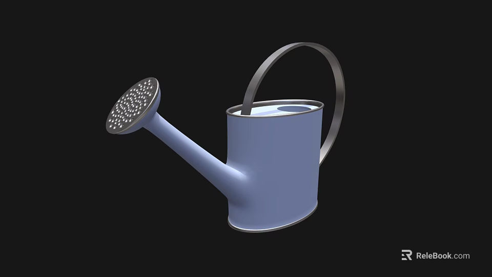 Stylish Light Blue Ceramic Watering Can With Silver Handle For Garden Use 3d model 