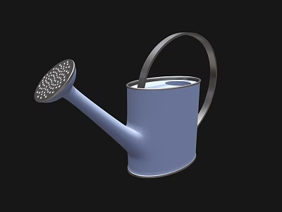 Stylish Light Blue Ceramic Watering Can With Silver Handle For Garden Use 3d model