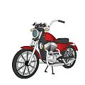 Red Vintage Motorcycle With Black Seat Black Wheels And Chrome Details