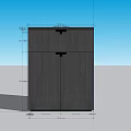 Modern Dark Wooden Storage Cabinet Design With Drawer And Double Doors