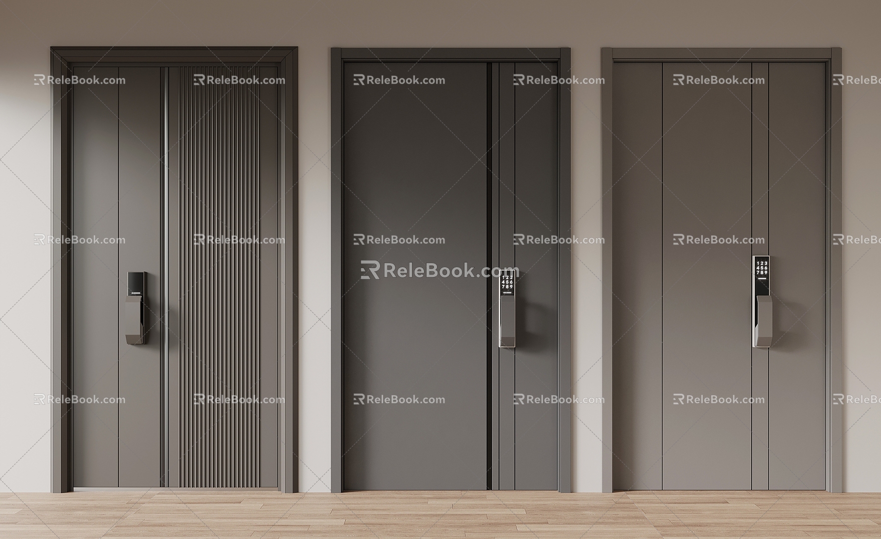 Modern entry door security door 3d model