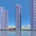 Tall Modern Residential Buildings With Glass Facades And Balconies Under Blue Sky