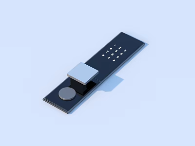 Modern Electronic Lock Device Featuring Digital Keypad Square Scanner And Round Button 3d model