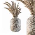 Decorative Vases With Dried Wheat Stems And Geometric Patterns For Home Decor 3d model