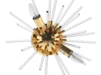 Elegant Gold Wall Lamp With Transparent Glass Rods And Radiant Design 3d model