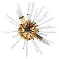 Elegant Gold Wall Lamp With Transparent Glass Rods And Radiant Design