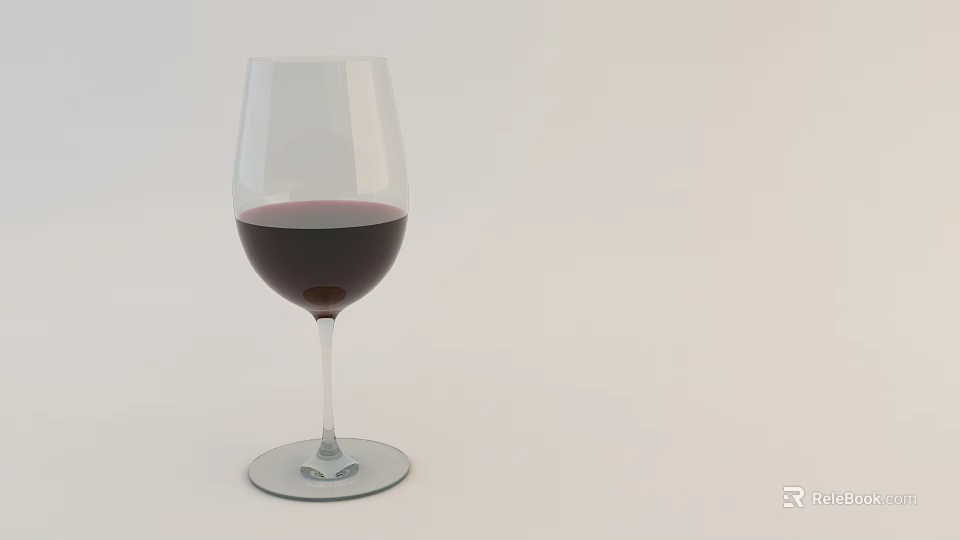 Transparent Wine Glass With Red Wine On Light Background Surface 3d model 