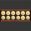 Traditional Percussion Musical Equipment With Carved Wooden Frame Golden Brass Bowls And Mallet