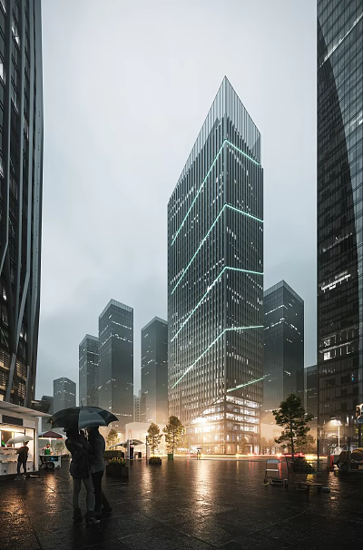 Commercial office of modern office building 3d model