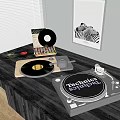 High Quality Headphones And Speakers With Vinyl Turntable Records Home Audio Setup