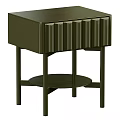 Modern Wooden Bedside Table With Fluted Panel Design And Lower Circular Shelf 3d model