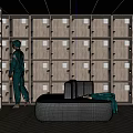 Luxurious Modern Walk in Closet with Glass Front Lockers and Comfortable Seating Sofa