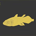 Blue Aquatic Fish with White Spots Multiple Fins and Reflection on Gray Surface